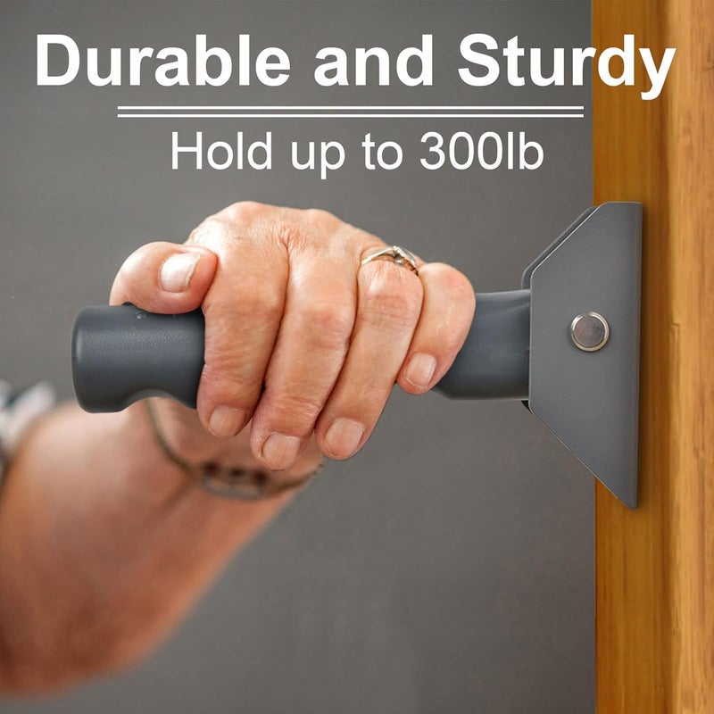 APDTEK Flip Up Grab Bar for Doorway/Stairs Safety Assist Handles for Elderly Non-Slip Grip Bar Great for Seniors, Elderly, Disabled, Handicap and Injured People - Suitable for Wood Door (Gray) - Image 5